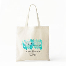 青い水彩画の歓迎の結婚式の行先のギフト