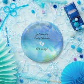 青い水彩画の男の子のベビーシャワーの紙皿 ペーパープレート (パーティー)