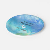 青い水彩画の男の子のベビーシャワーの紙皿 ペーパープレート (アングル)