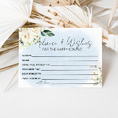 青い水彩画の白いバラのアドバイスと願い エンクロージャーカード