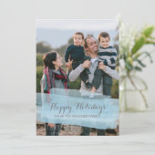 青い水彩画の筆致のホリデー写真カード シーズンカード (スタンド正面)