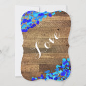 青い水彩画の素朴な納屋の木製の結婚式の招待 招待状 (裏面)