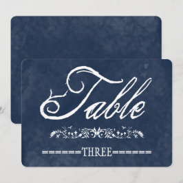 青い水彩画の結婚式テーブルナンバー 招待状