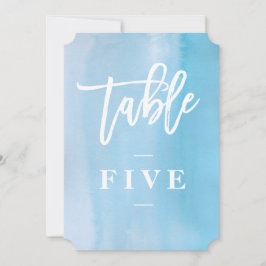 青い水彩画の結婚式テーブルナンバー 招待状