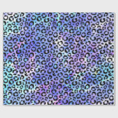 青い水彩画の背景の黒いヒョウのプリント ラッピングペーパー (フラット)