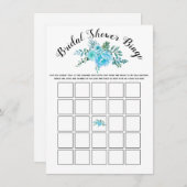 青い水彩画の花のウェディングビンゴゲームカード エンクロージャーカード (正面/裏面)