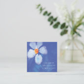 青い水彩画の花の花柄のプロフェッショナル スクエア名刺 (スタンド正面)