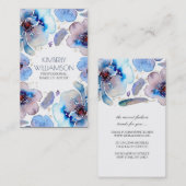 青い水彩画の花のBohoの羽のリース 名刺 (正面/裏面)