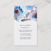 青い水彩画の花のBohoの羽のリース 名刺 (裏面)