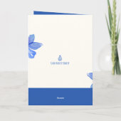 青い水彩画の花模様のティーカップ カード (裏面)