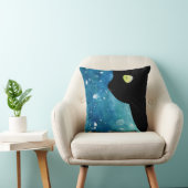 青い水彩画の装飾用クッションの美しい黒猫 クッション (椅子)