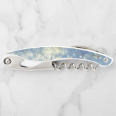 青い水彩画の金ゴールドのグリッターのアートで抽象的な魅力 ソムリエナイフ (正面)