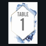 青い水彩画の金ゴールドフレームの結婚式のテーブル数 テーブルナンバー<br><div class="desc">洗練された、シック、金ゴールドの六角形フレームのデザインのテーブルカードが付いているこの青い水彩画はあなたのゲストを指示できます。 あなたの開催地によって提供される一般的なカードを取り替えて下さい。 あなたの結婚式のテーマの一貫した発見をこのコレクションからの他の部分保って下さい。</div>