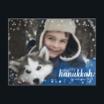 青い水彩画の降雪のハヌカーの休日の写真 シーズンポストカード<br><div class="desc">かわいく、おもしろい、この休日の郵便はがきは友人および家族に季節の挨拶を送る完全な方法です。  特徴の白い雪および《写真》ぼけ味の青い水彩画の雲。  あなた専有物に写真テンプレートを変えて下さい。  前部および背部はあなたの姓および差出人住所に合うために変えることができる文字を備えています。</div>