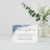 青い水彩画の雪片の結婚披露宴カード エンクロージャーカード (スタンド正面)