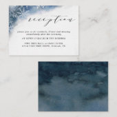 青い水彩画の雪片の結婚披露宴カード エンクロージャーカード (正面/裏面)