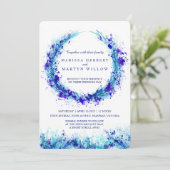 青い水彩画の飛沫がかかったようなデザインの結婚式の招待状 招待状 (スタンド正面)