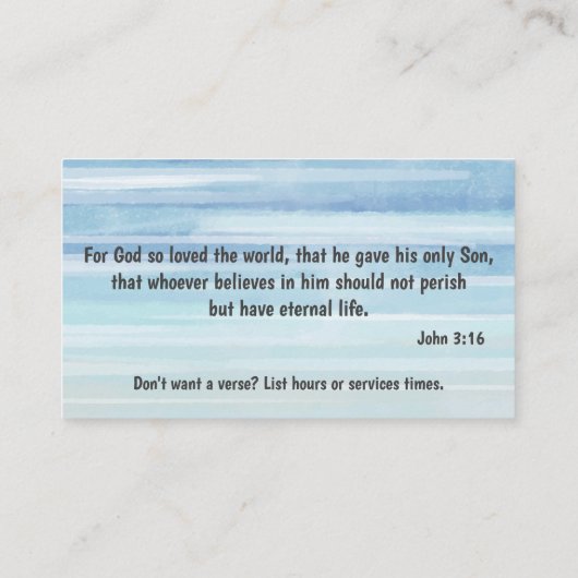 青い水彩画の魚教会大臣の名刺 名刺 (裏面)