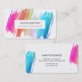 青い水彩画の(ばちゃばちゃ)跳ねるのエレガントで抽象的なモダン 名刺 (正面/裏面)