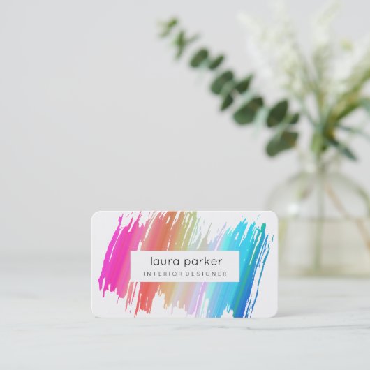 青い水彩画の（ばちゃばちゃ）跳ねるのエレガントで抽象的なモダン 名刺 (スタンド正面)