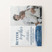 青い水彩画の「Better Together」写真パズル