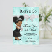 青い水彩画はベビーシャワー感謝していしています サンキューカード (スタンド正面)