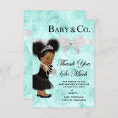 青い水彩画はベビーシャワー感謝していしています サンキューカード (正面/裏面)