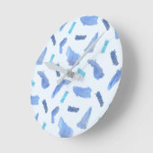 青い水彩画は中型の円形の柱時計に斑点を付けます ラウンド壁時計 (傾斜)