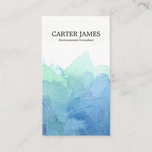 青い水彩画は名刺を振ります 名刺 (正面)