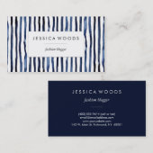 青い水彩画は縞で飾ります 名刺 (正面/裏面)