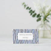 青い水彩画は縞で飾ります 名刺 (スタンド正面)