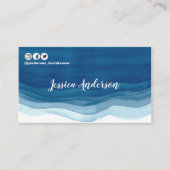 青い水彩画は美容師のモダンな会合を振ります 名刺 (正面)