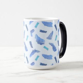 青い水彩画は15のozの変形させるマグに斑点を付けます モーフィングマグカップ