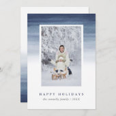 青い水彩画グラデーションな|の休日の写真 シーズンカード (正面/裏面)