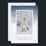 青い水彩画グラデーションな|の休日の写真 シーズンカード<br><div class="desc">これらのミニマリストおよびスタイリッシュなホリデーカードはあなたの個人的な写真のための点との青い水彩画の一見のグラデーションなデザインを、特色にします。</div>