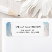 青い水彩画及びばら色の金ゴールドの幾何学的な結婚式 ラベル (インサイチュ)