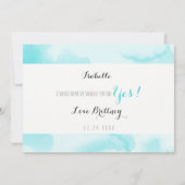 青い水彩画 | あなたは私のフラワーガールになってくれる？ 招待状 (裏面)