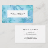 青い水彩画|のシックなモダン 名刺 (正面/裏面)