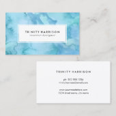青い水彩画|のシックなモダン 名刺 (正面/裏面)