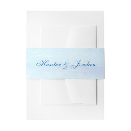 "青い水彩画"のパーソナライズな腹バンド 招待状ベリーバンド