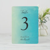 青い水彩画 | テーブル番号カード 招待状 (スタンド正面)