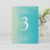 青い水彩画 | テーブル番号カード 招待状 (スタンド正面)