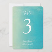 青い水彩画 | テーブル番号カード 招待状 (正面)