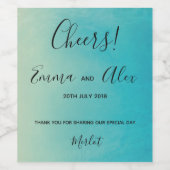 青い水彩画 | ワインボトルラベル ワインラベル (シングルラベル)