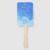 青い水彩空とハトの結婚式プログラム ハンドファン (正面)