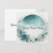 青い水彩背景の花輪 招待状 (正面/裏面)