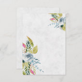 青い水彩花のウェディングカード 招待状 (正面/裏面)