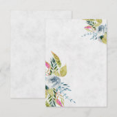 青い水彩花のウェディングデザイン 招待状 (正面/裏面)