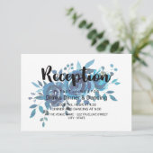 青い水彩花のウェディングレセプション エンクロージャーカード (スタンド正面)