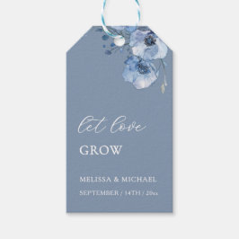 青い水彩花のウェディング感謝祭 ギフトタグ